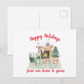 Aquarellfarbene Feuerstelle Weihnachtszeit Postkarte (Vorne/Hinten)