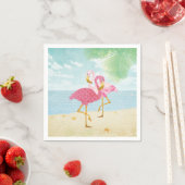 Aquarellfarbene Flamingos am Strand Serviette (Beispiel)