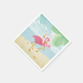 Aquarellfarbene Flamingos am Strand Serviette (Ecke)