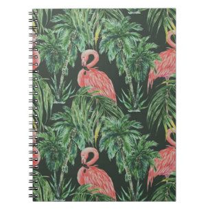 Aquarellfarbene Flamingos, exotische Vögel, tropi Notizblock