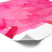 Aquarellfarbene Flamingos mit goldenen Punkten nah Poster (Ecke)