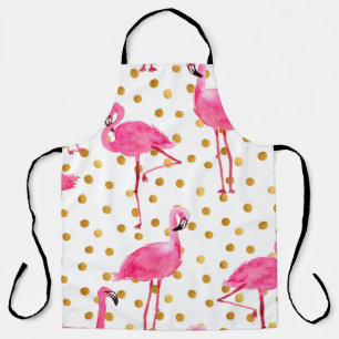 Aquarellfarbene Flamingos mit goldenen Punkten nah Schürze