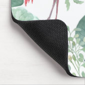 Aquarellfarbene Flamingos und Blätter. Mousepad (Ecke)