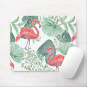 Aquarellfarbene Flamingos und Blätter. Mousepad (Mit Mouse)
