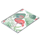 Aquarellfarbene Flamingos und Blätter. Notizblock (Linke Seite)