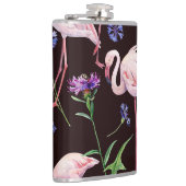 Aquarellfarbene Flamingos und wilde Blume Muster. Flachmann (Rechts)