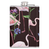 Aquarellfarbene Flamingos und wilde Blume Muster. Flachmann (Rückseite)