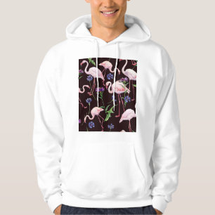 Aquarellfarbene Flamingos und wilde Blume Muster. Hoodie