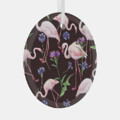 Aquarellfarbene Flamingos und wilde Blume Muster. Ornament Aus Glas (Vorderseite Rechts)