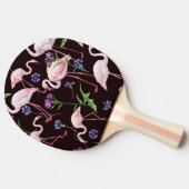 Aquarellfarbene Flamingos und wilde Blume Muster. Tischtennis Schläger (Seitenansicht)