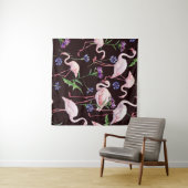 Aquarellfarbene Flamingos und wilde Blume Muster. Wandteppich (Beispiel (Horizontal))