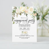Aquarellfarbene florale Elfenbein-Engagement Party Einladung (Stehend Vorderseite)
