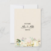 Aquarellfarbene florale Elfenbein-Engagement Party Einladung (Rückseite)