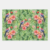 Aquarellfarbene, florale Toucans auf tropischen Fo Geschenkpapier Set (Vorderseite 3)