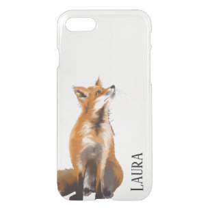Aquarellfarbene Fox-Tier transparent iPhone SE/8/7 Hülle