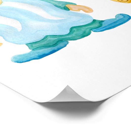 Aquarellfarbene Gartengnomen Poster (Ecke)