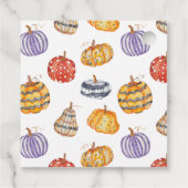 Aquarellfarbene Gemusterte Pumpkins Geschenkanhänger (Rückseite)