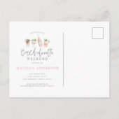 Aquarellfarbene Getränke Bachelorette Wochenende Einladungspostkarte (Rückseite)