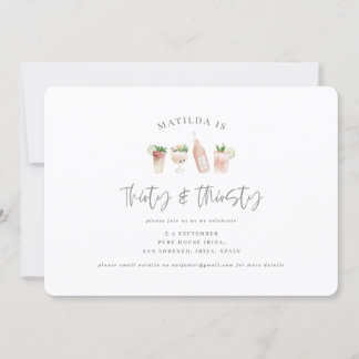 Aquarellfarbene Getränke dreißig & durstig Ankündigung