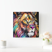 Aquarellfarbene Glasbeleuchtung Quadratische Wanduhr (Zuhause)