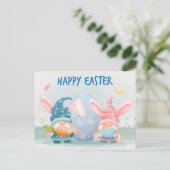 Aquarellfarbene glückliche Ostergnoten Postkarte (Stehend Vorderseite)