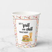 Aquarellfarbene GRILLEN Party Pappbecher (Rückseite)