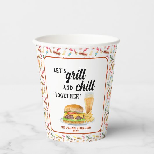 Aquarellfarbene GRILLEN Party Pappbecher (Vorderseite)