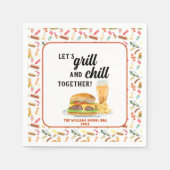 Aquarellfarbene GRILLEN Party Serviette (Vorderseite)