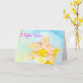 Aquarellfarbene große Lehrerkarte mit exotischer O Karte (Gelbe Blume)