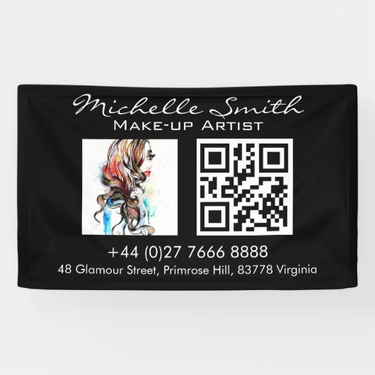 Aquarellfarbene Haarstyling-Haarschminke Banner (Horizontal)