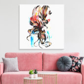 Aquarellfarbene Haarstyling-Haarschminke Leinwanddruck (Insitu (Wohnzimmer))
