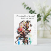 Aquarellfarbene Haarstyling-Haarschminke Postkarte (Stehend Vorderseite)