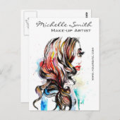 Aquarellfarbene Haarstyling-Haarschminke Postkarte (Vorne/Hinten)