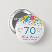 Aquarellfarbene, helle Frühlingsblumen Geburtstag Button (Vorne & Hinten)