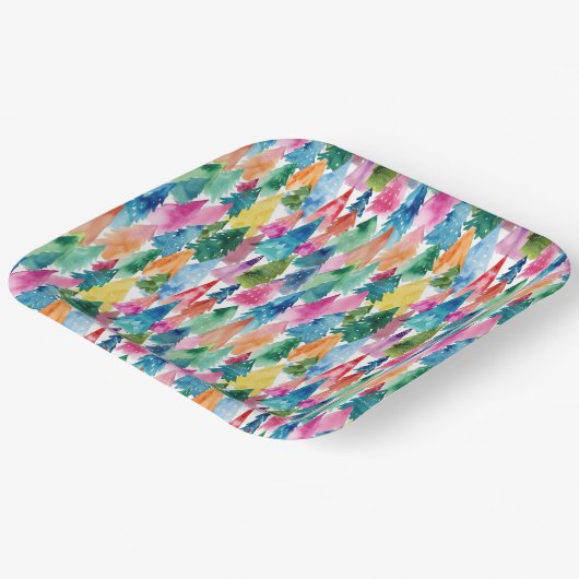 Aquarellfarbene, helle Regenbogenweiden Weihnachts Pappteller (Gewinkelt)