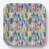 Aquarellfarbene, helle Regenbogenweiden Weihnachts Pappteller (Vorderseite)