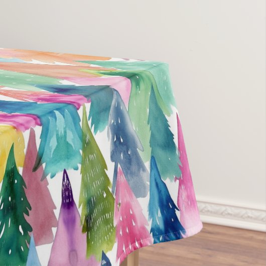 Aquarellfarbene, helle Regenbogenweiden Weihnachts Tischdecke (Beispiel)