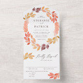 Aquarellfarbene Herbstblattdarbietung Hochzeit im  All In One Einladung (Innen Boden)