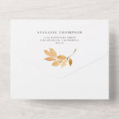 Aquarellfarbene Herbstblattdarbietung Hochzeit im  All In One Einladung (Rückseite)