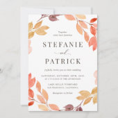 Aquarellfarbene Herbstblattdarbietung Hochzeit im  Einladung (Vorderseite)