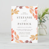 Aquarellfarbene Herbstblattdarbietung Hochzeit im  Einladung (Stehend Vorderseite)