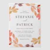 Aquarellfarbene Herbstblattdarbietung Hochzeit im  Pergament Einladungen (Vorderseite)