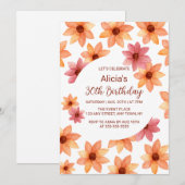 Aquarellfarbene HerbstBlume jedes Lebensjahres Einladung (Vorne/Hinten)