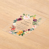 Aquarellfarbene Herbstblüten Blumenrahmen Hochzeit Acryleinladungen (Ablage )