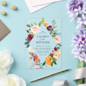 Aquarellfarbene Herbstblüten Blumenrahmen Hochzeit Acryleinladungen (In Situ (Hochzeit))