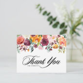 Aquarellfarbene Herbstblüten Hochzeit im Herbst Da Postkarte (Stehend Vorderseite)