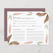 Aquarellfarbene Herbstlaube Brautparty Rezept Kart (Vorne/Hinten)