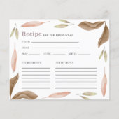 Aquarellfarbene Herbstlaube Brautparty Rezept Kart (Vorderseite)