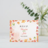 Aquarellfarbene Herbstlaube Hochzeit im Herbst uAw Einladungspostkarte (Stehend Vorderseite)