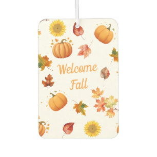 Aquarellfarbene Herbstlaube und Pumpkins Autolufterfrischer
